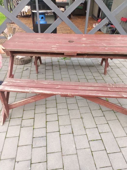 Ławka drewniana rozkładana ze stolem