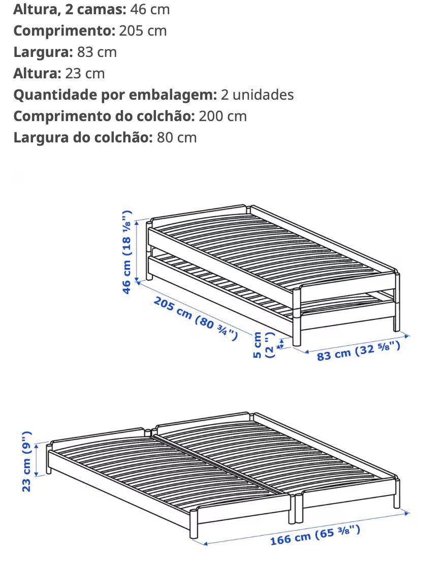 Cama empilhável IKEA UTAKER  Novo com 2 colchões