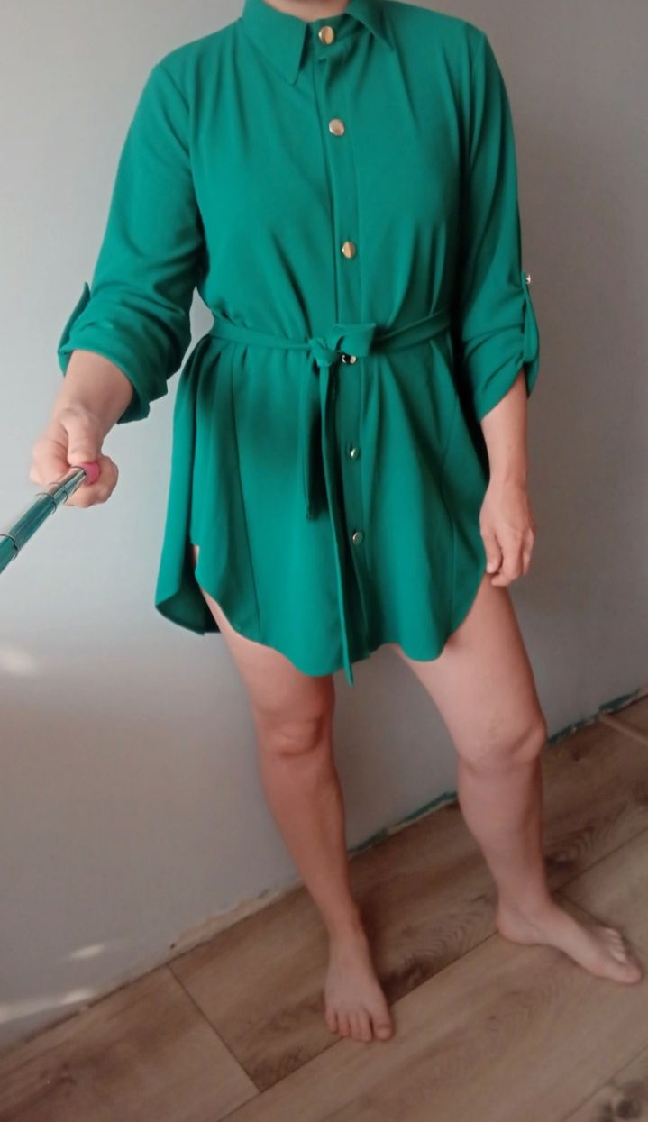 Zielona asymetryczna tunika damska One size