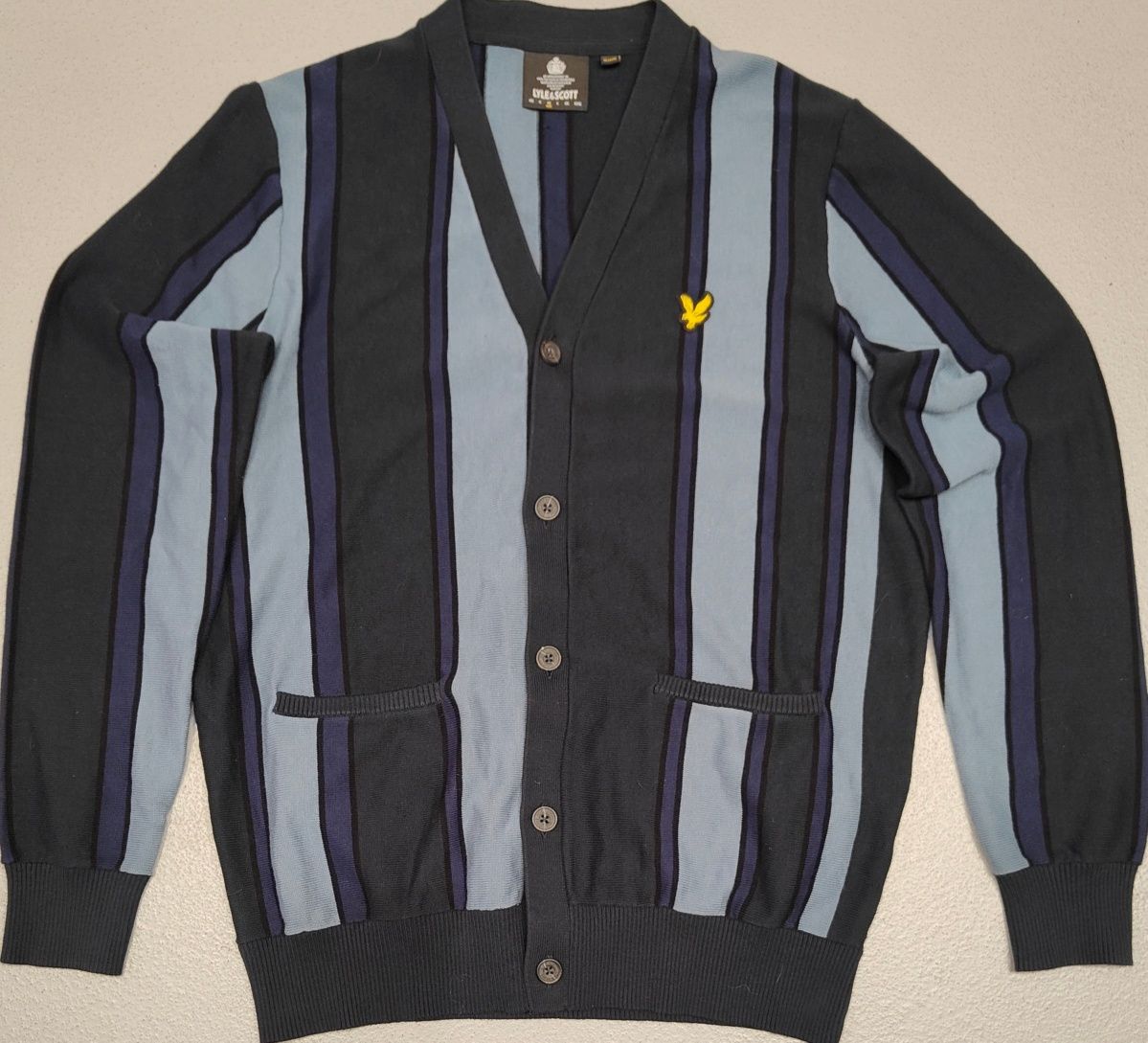 Wrz) LYLE &SCOTT elegancki sweter rozpinany Roz.M