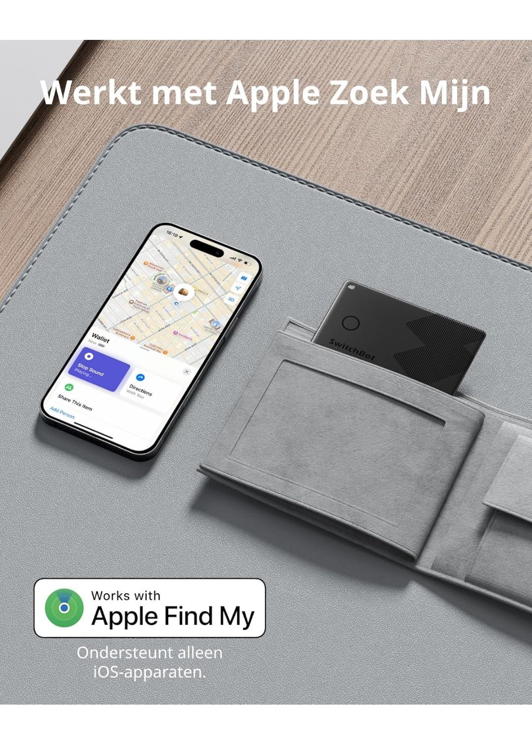 SwitchBot Wallet Finder Card, Smart AirTag, сумісний з Apple Find My .