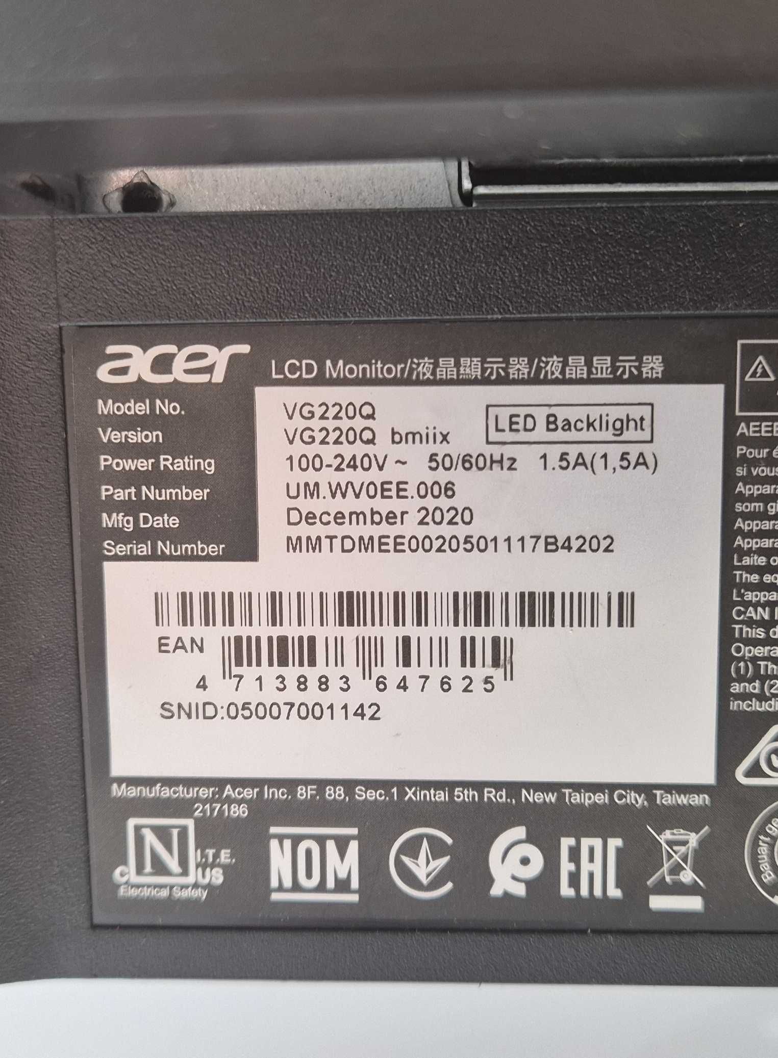 Monitor Acer Nitro VG220QBMIIX 21,5"