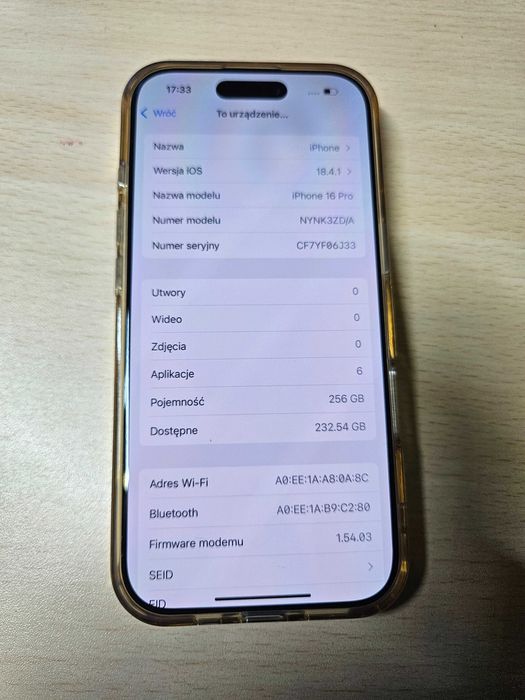 iphone 16 pro zloty 100% 256gb