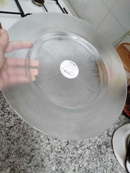 Prato de servir, vidro, 33cm diâmetro