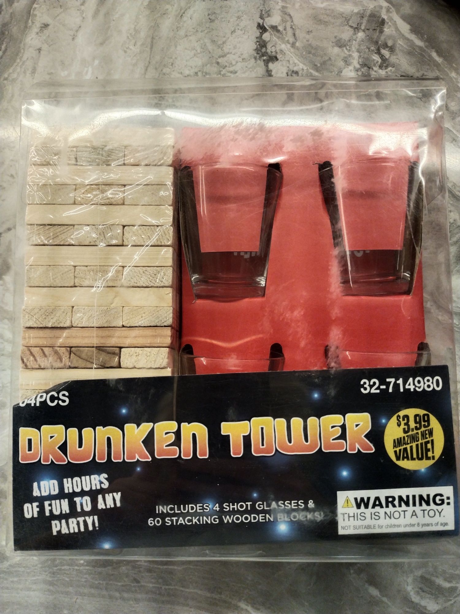Игра Джанга пьяная башня Drunken Tower Jenga 60 блоков 4 стопки
