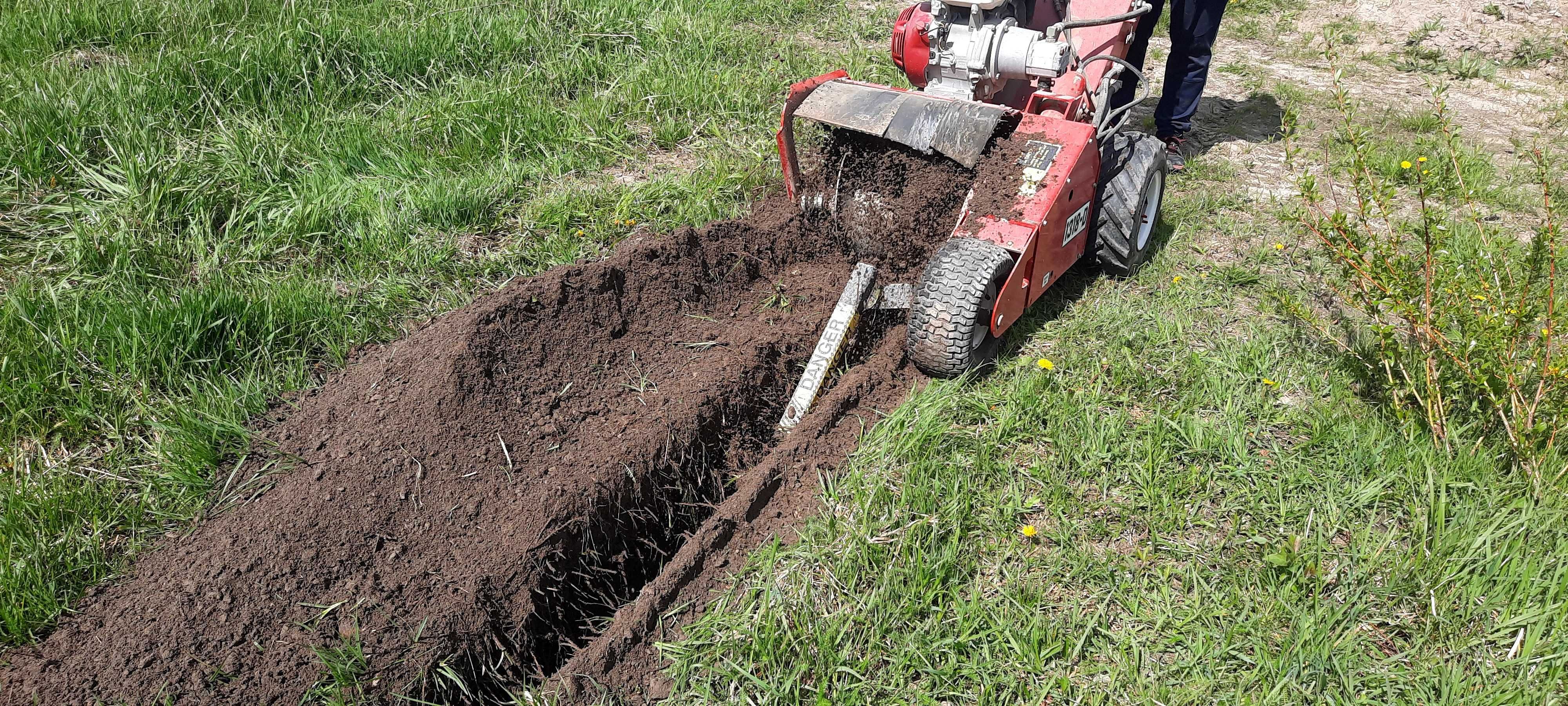 koparka łańcuchowa trencher napęd hydrauliczny wypożyczalnia 16cm
