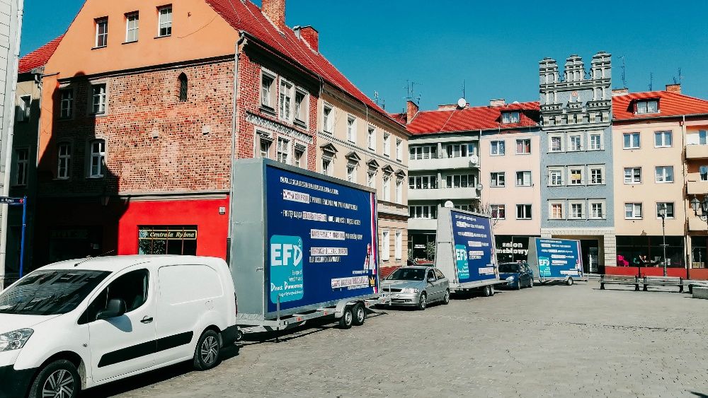 Reklama mobilna Billboardy backlight Przyczepy Busy reklamowe kampanie