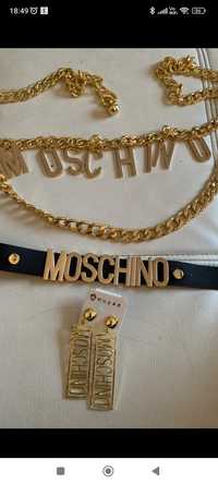 Kolczyki gold logo Moschino