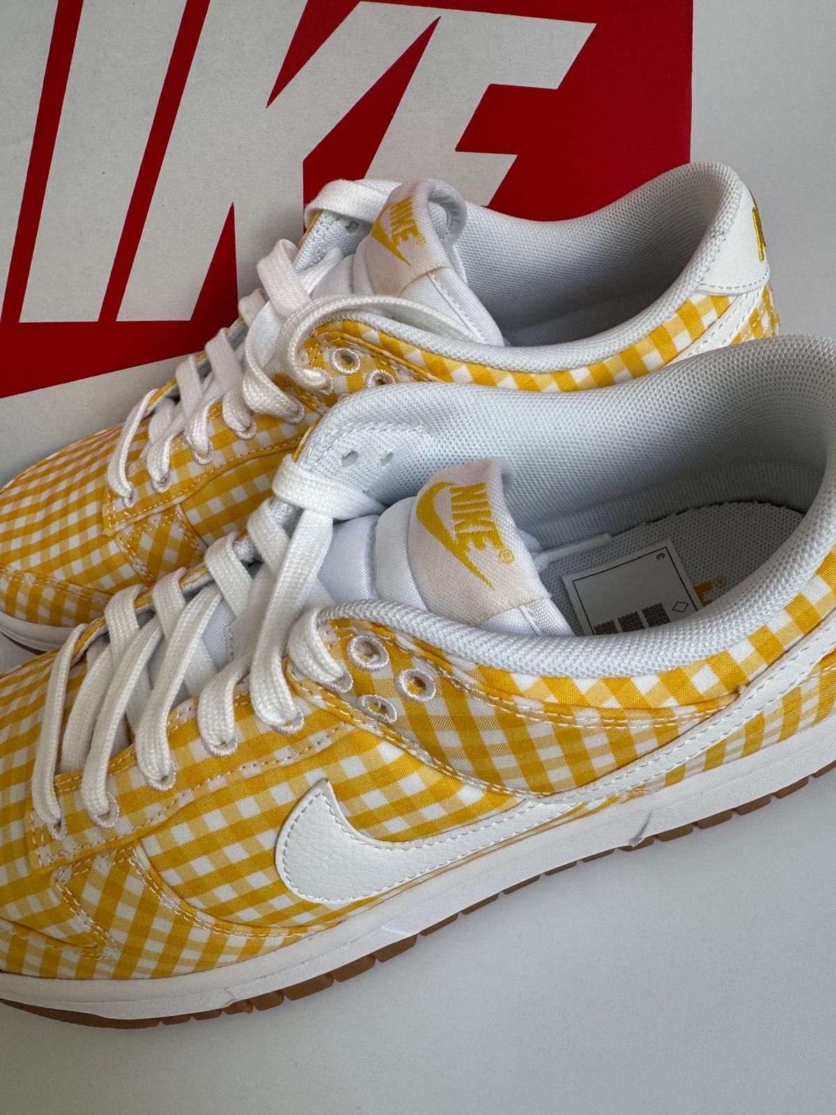 Nowe sneakersy unisex W NIKE DUNK LOW EWT w kratę żółte białe 40,5