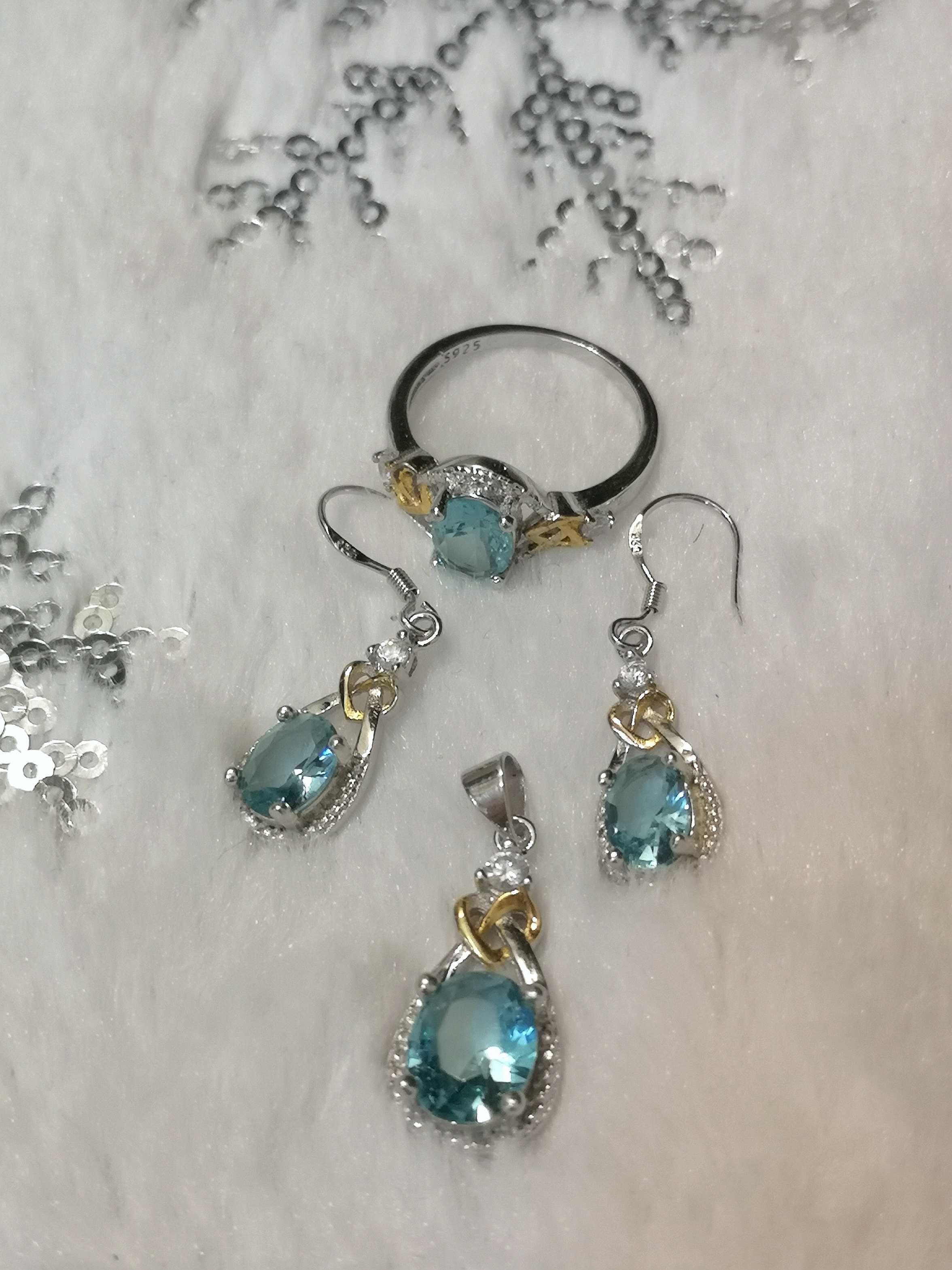 Komplet biżuterii srebrnej "Niebieska laguna" srebro 925
