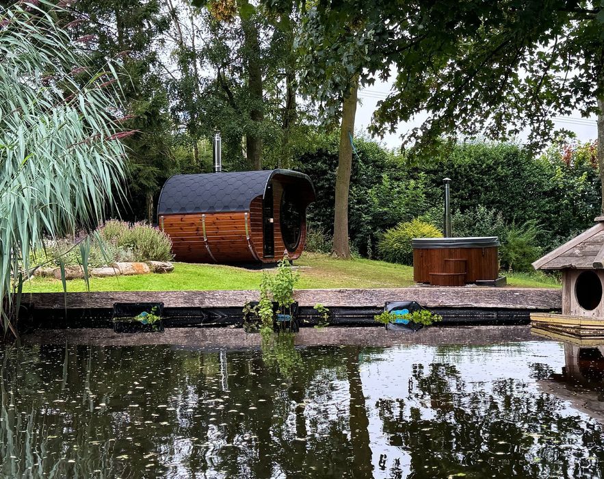 Sauna Ogrodowa owalna 4m x 2,3m Piękna Panorama piec HIT