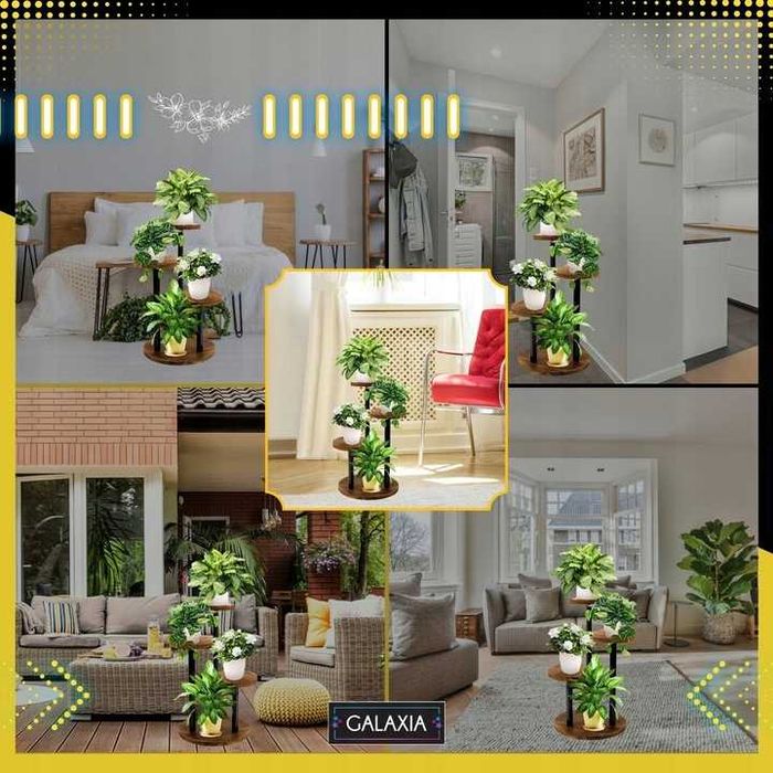 STOJĄCY KWIETNIK Drewniany Loft Stojak na Kwiaty Kwiatki Rośliny