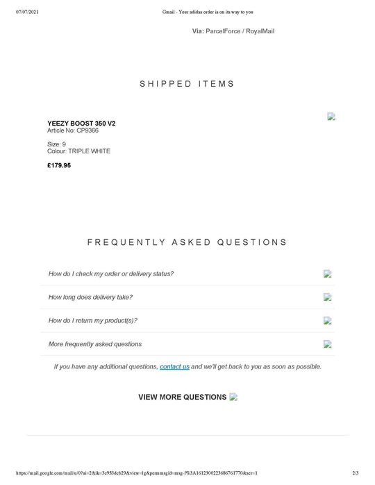 Adidas - Yeezy Boost 350 V2 - Cream/Triple White - 43 1/3