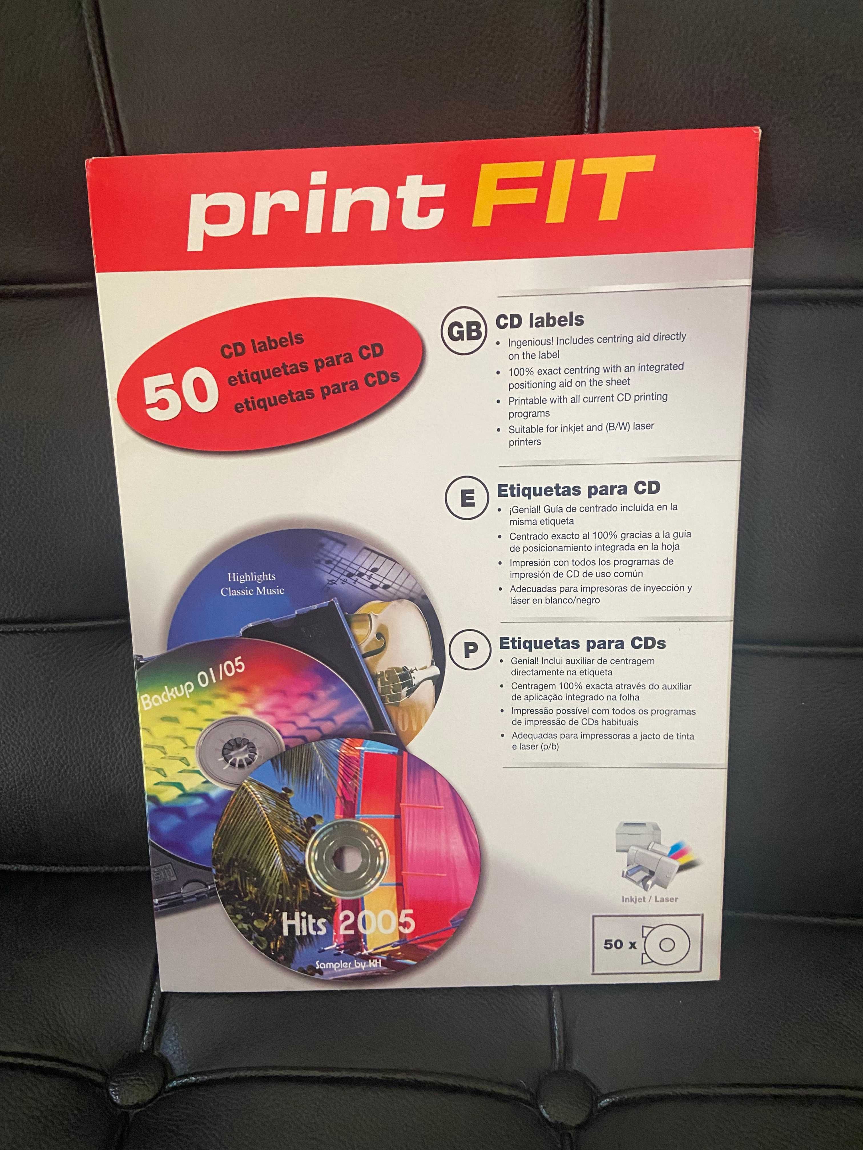 Print Fit - Kits para impressão de etiquetas e capas de CD's e DVD's