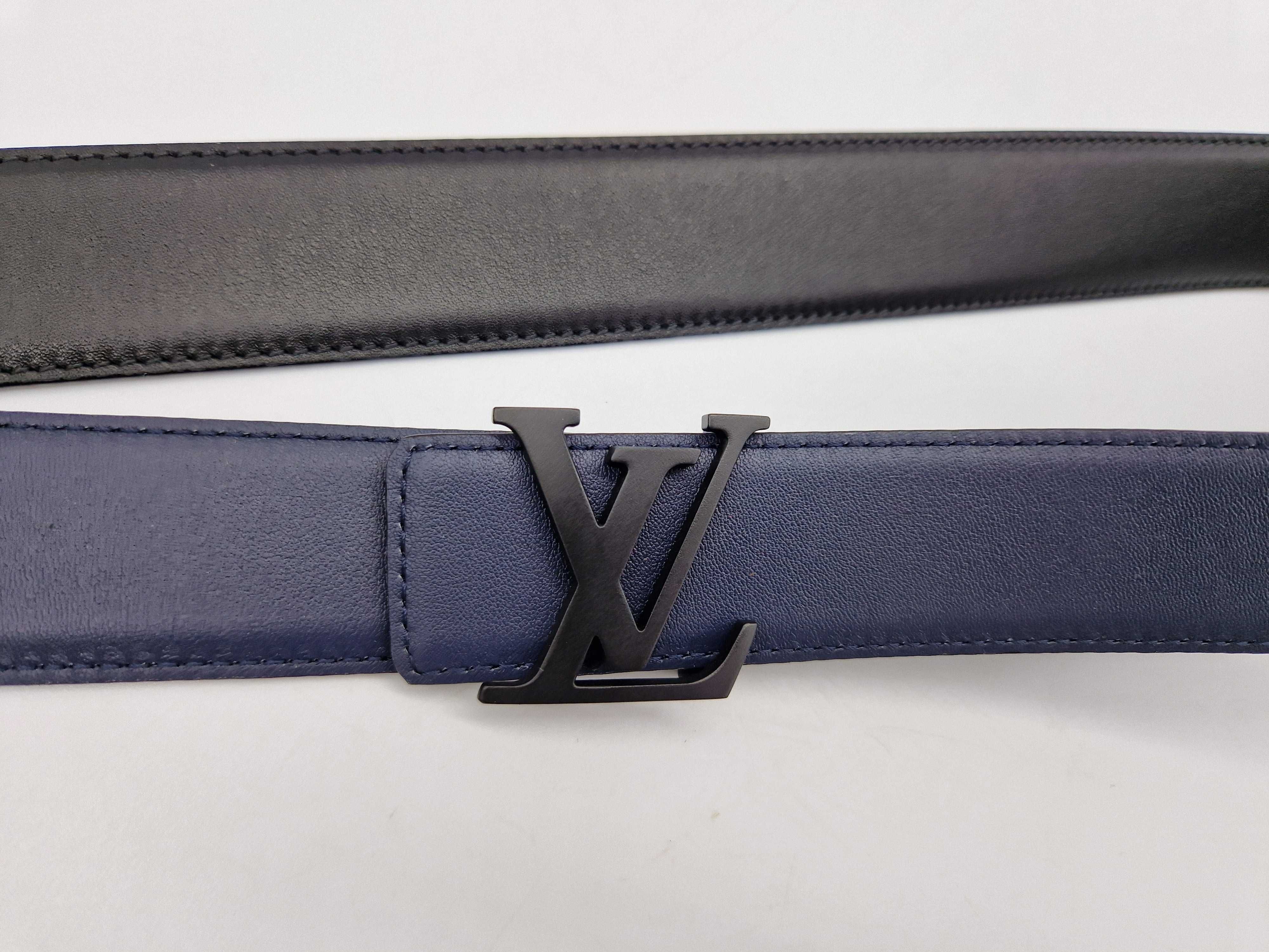мужской двухстороннний ремень Louis Vuitton. чоловічий синій ремінь LV
