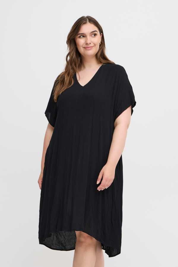 SIMPLE WISH  letnia sukienka midi na co dzień wiskoza 54/56 czarna