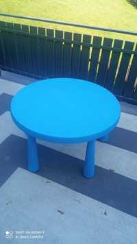 Sprzedam niebieskie okrągłe stolik mammut z Ikea