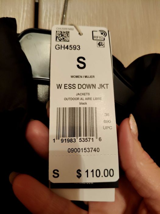 Куртка , чорна, пухова ,єврозима   жіноча Adidas розмір хс,  s