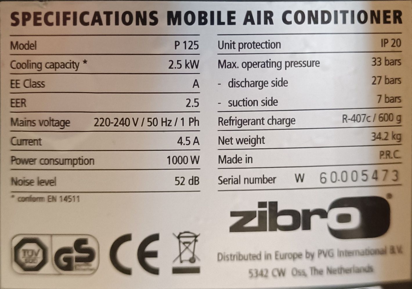 Klimatyzator Ziobro p125