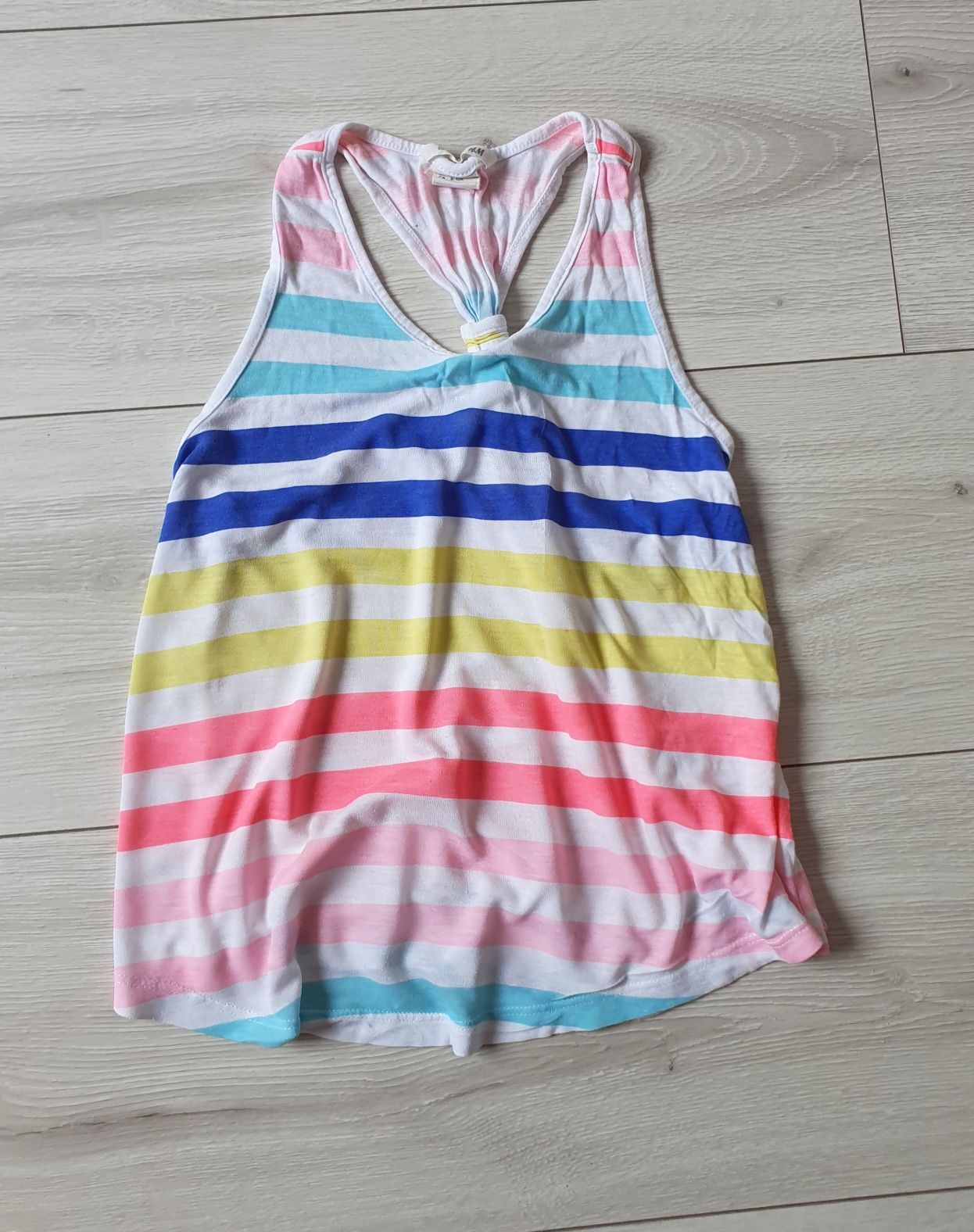 Piekny kolorowy t-shirt top bluzka paski H&M  r 134 - 140