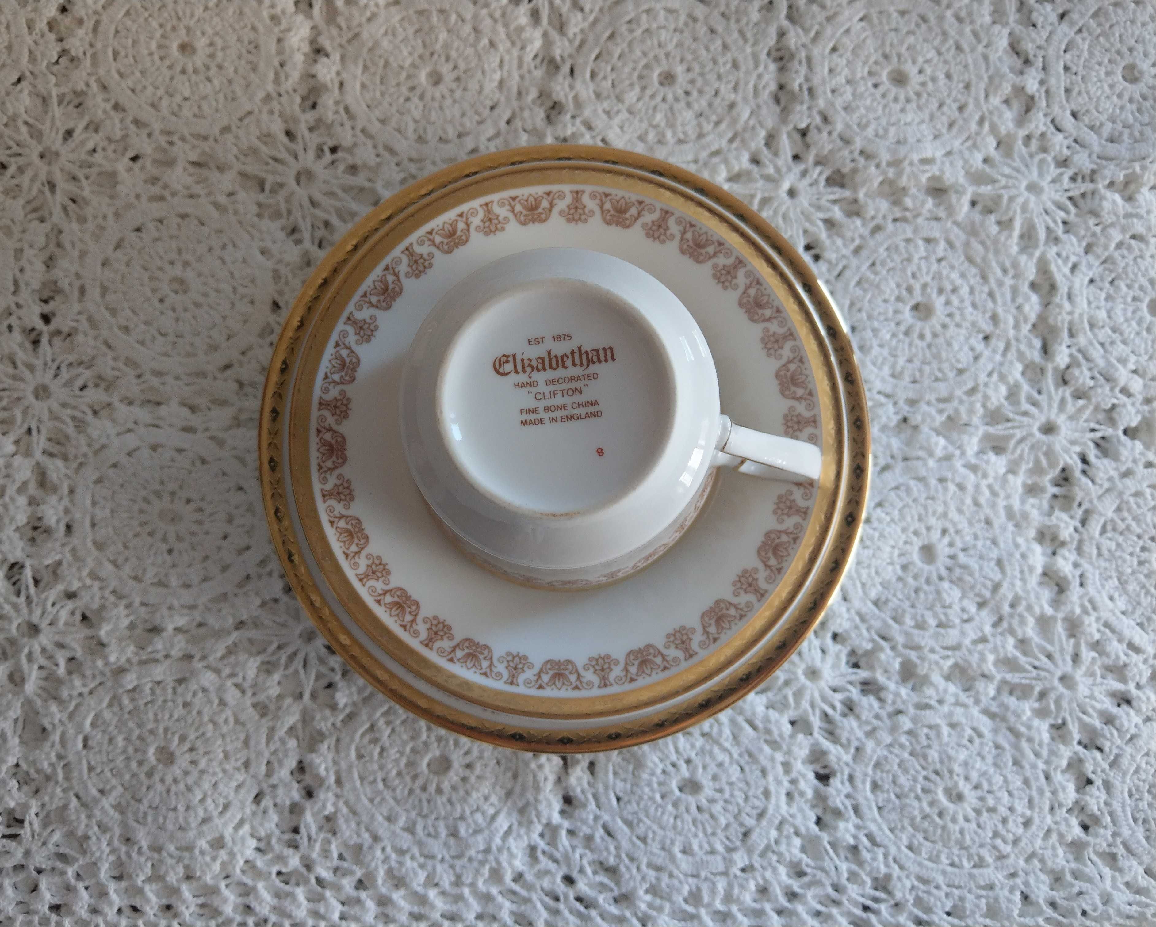 Złota Ręcznie Zdobiona Piekna Filiżanka Angielska Porcelana Vintage