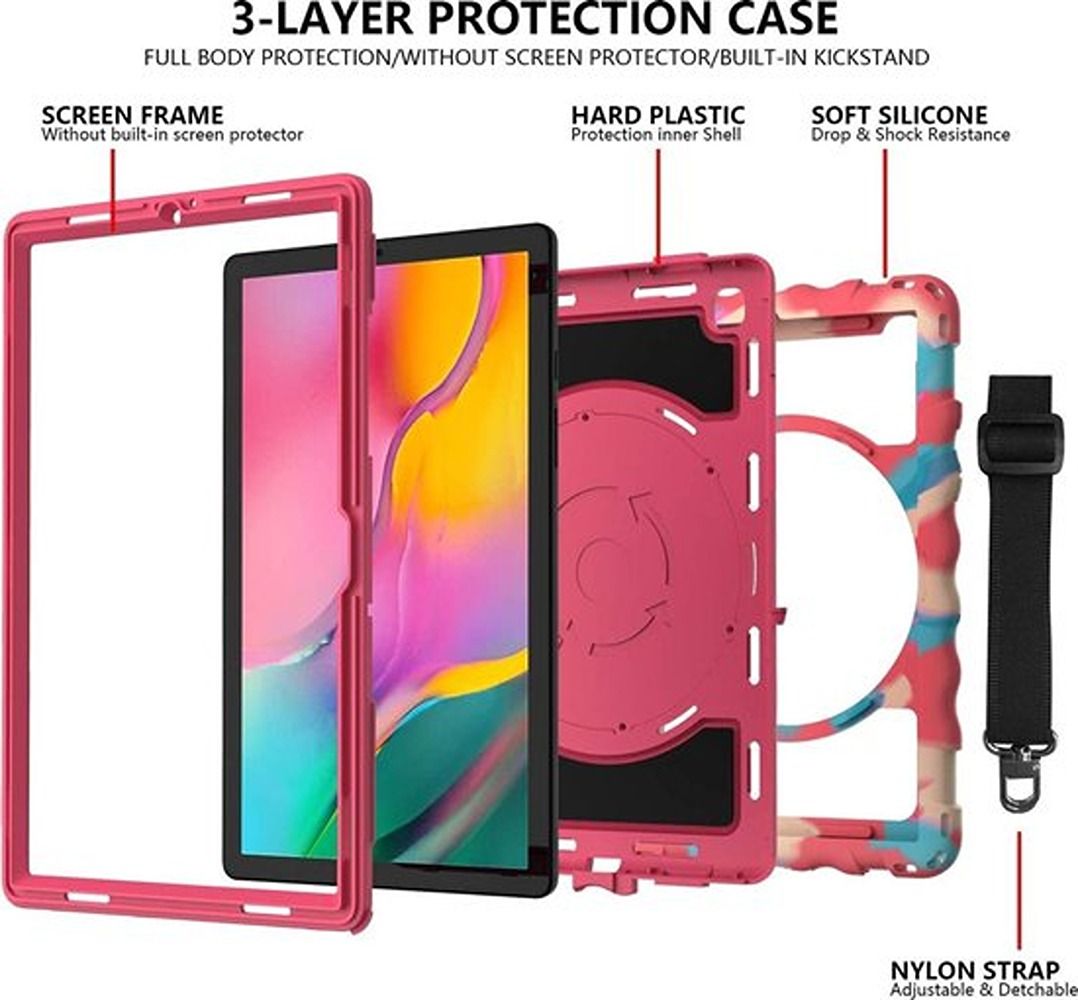 Etui do Galaxy Tab A 8.4” z Podstawką i Paskiem na Ramię Różowe