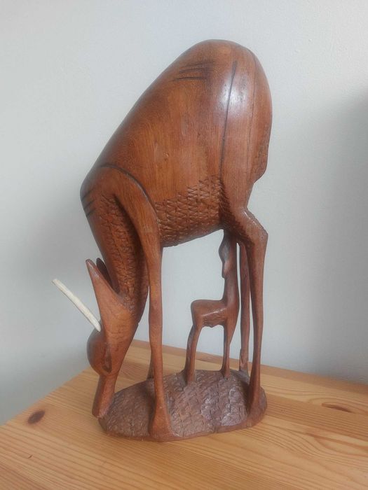 Drewniana rzeźba - sarenki - ręcznie wykonana