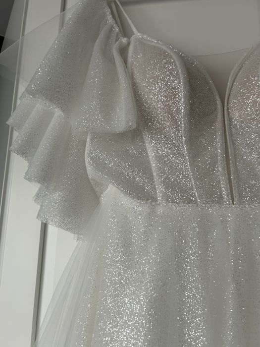 Sukienka ślubna księżniczka glamour brokatowa