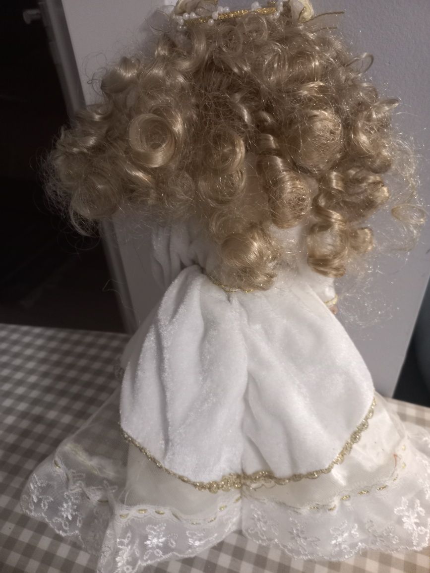 Lalka porcelanowa vintage komunia wesele aniołek 32 cm
