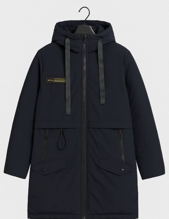 Чорна жіноча зимова куртка-парка М Л тепла