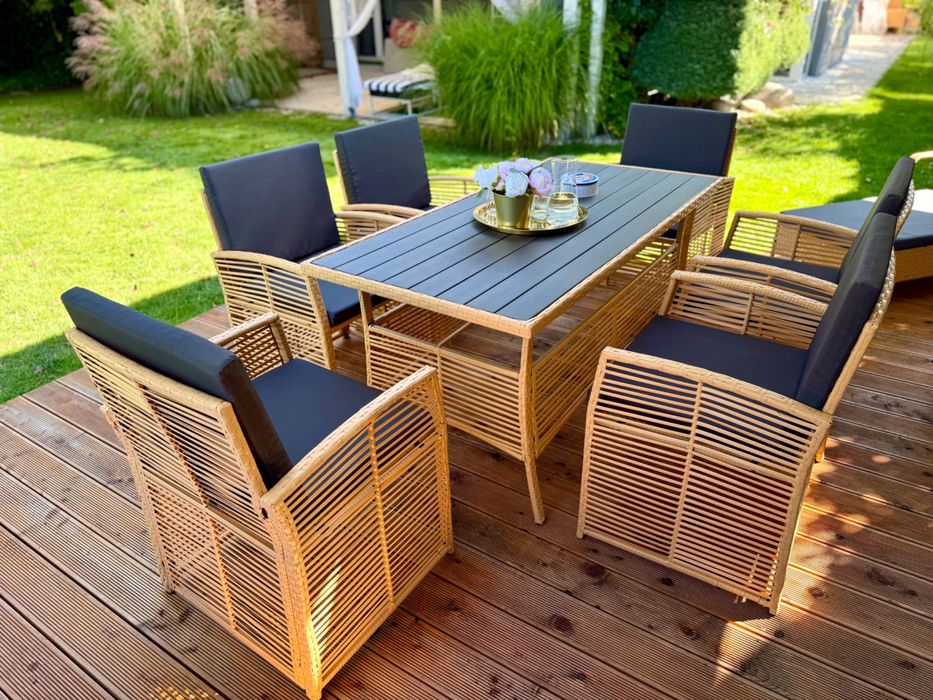 Komplet mebli ogrodowych technorattanowych Tulum – stół i 6 krzeseł