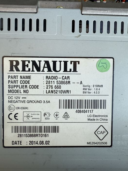 Radio renault LAN5210WR1 dotykowe bt usb