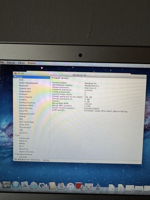 !!okazja!! Mcbook air intel core i5 4 gb ram a1370