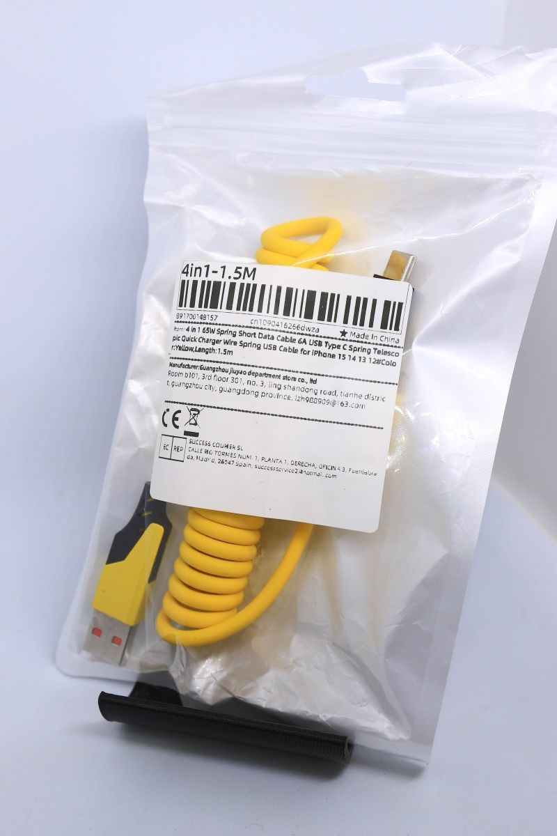 Kabel ładujący do 65W 1.5m 4 w 1. IPhone 15, 16 i.in., USB, Android.