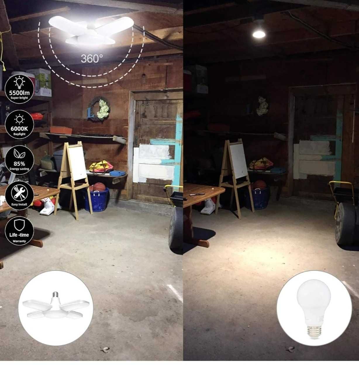 Nowoczesne oświetlenie LED do garażu i warsztatu E27, 60W, 6500K