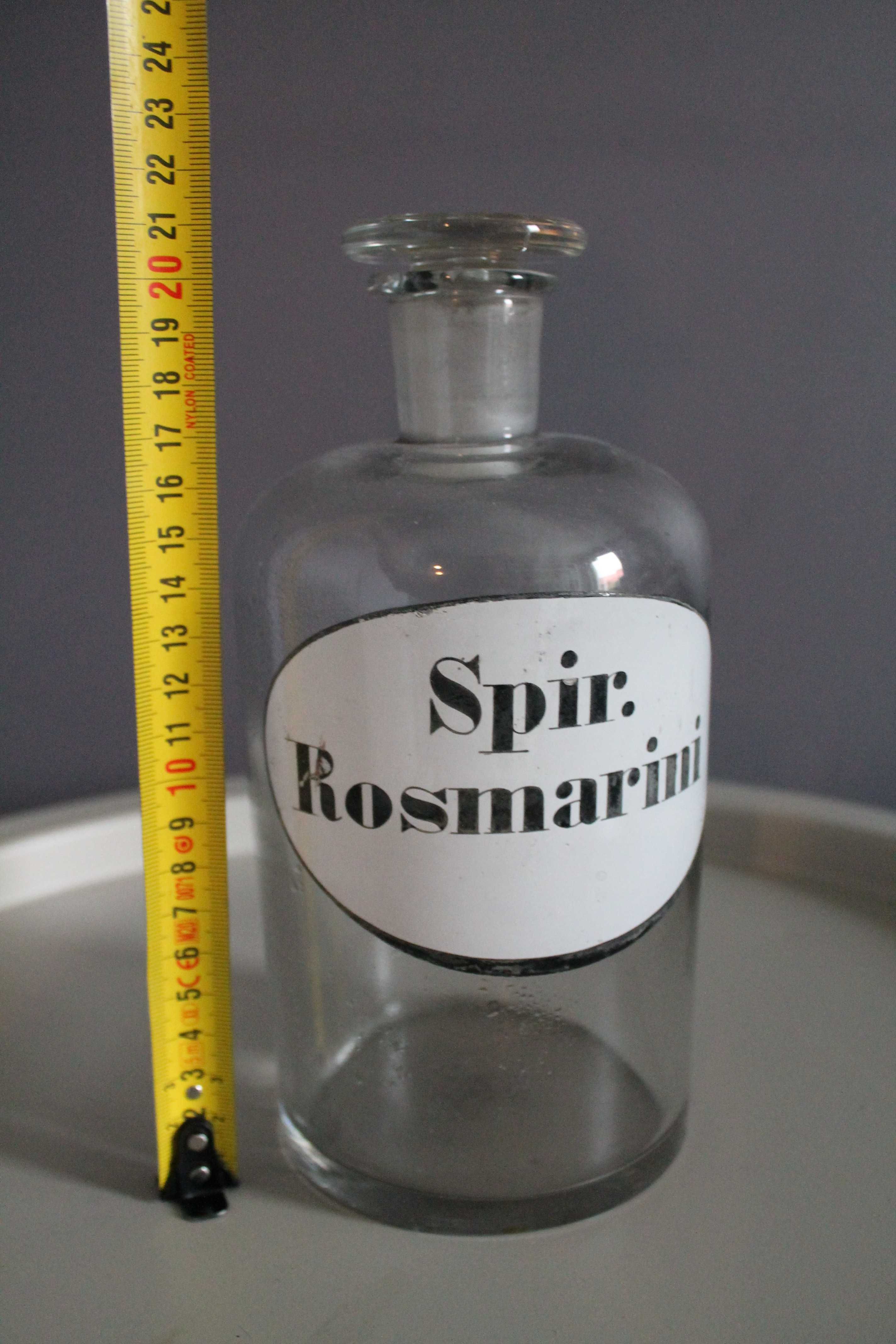 Zabytkowa butelka apteczna  Spir. Rosmarini. -  21 cm