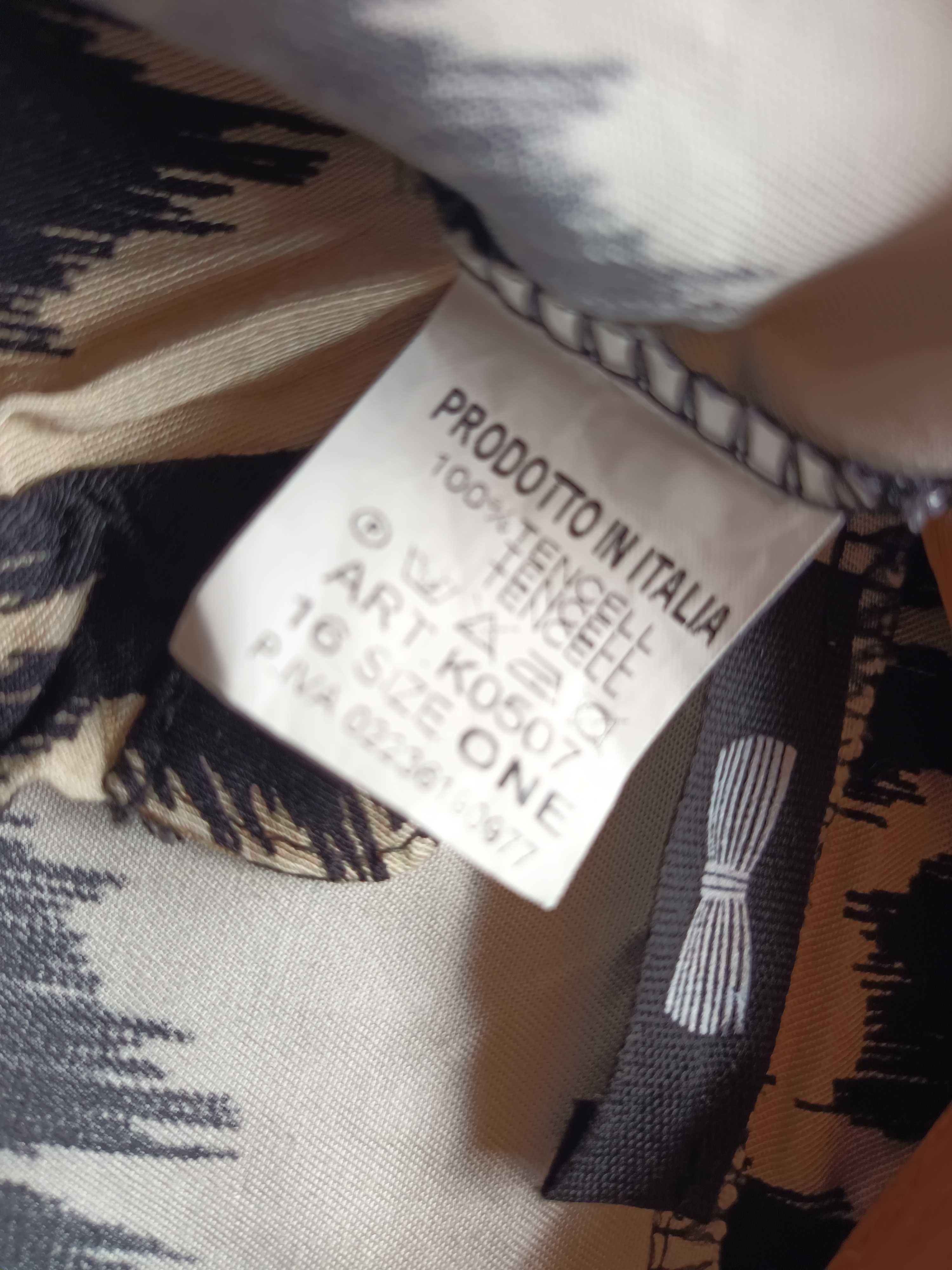 WŁOSKA luźna sukienka falbany wzory idealnana lato tencel 38