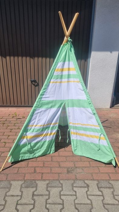 Namiot tipi zielono- bialy idealny do pokoju,ogródka