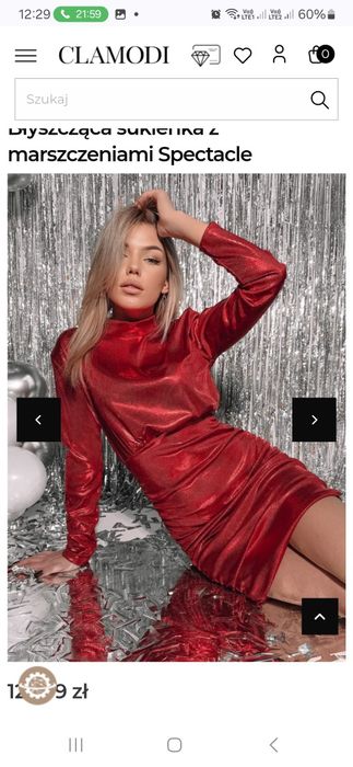 Sukienka czerwona błyszcząca