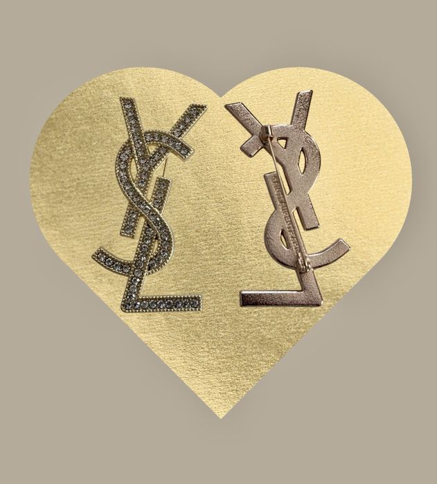 Cyrkonie Jasno złota broszka YSL