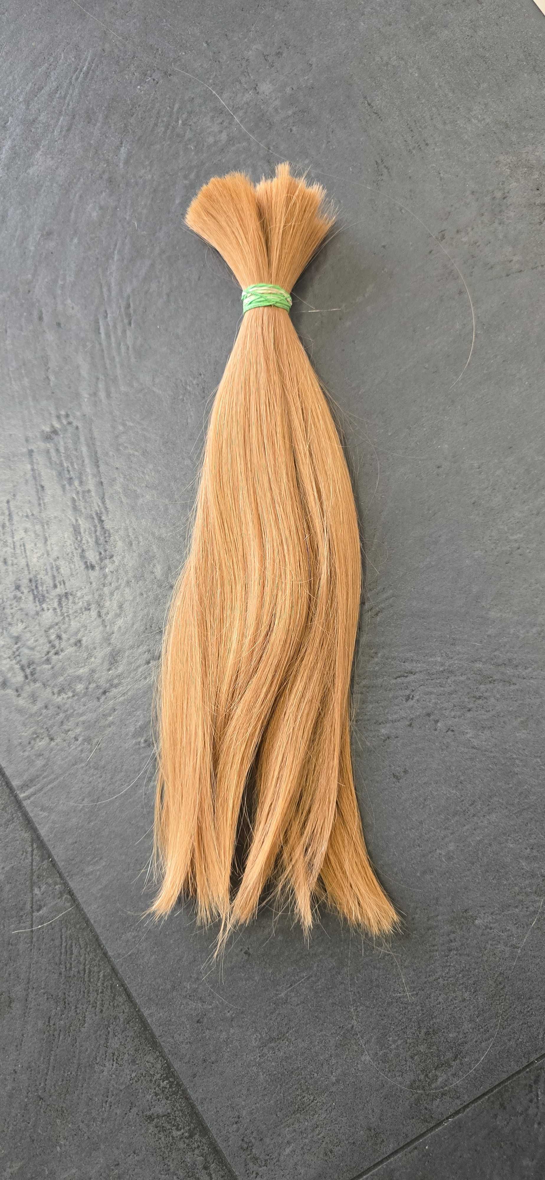 Włosy naturalne dł. 43 cm średni blond waga 150 gram słowiańskie