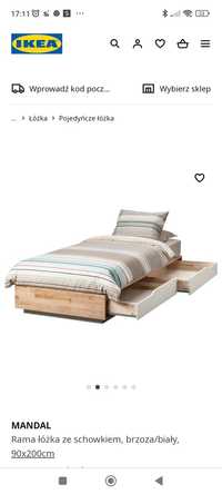 Łóżko pojedyncze Ikea Mandal