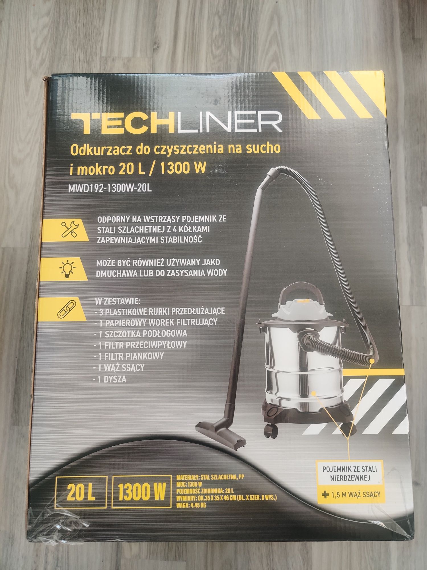 Odkurzacz warsztatowy na sucho i mokro 20L 1300W nowy