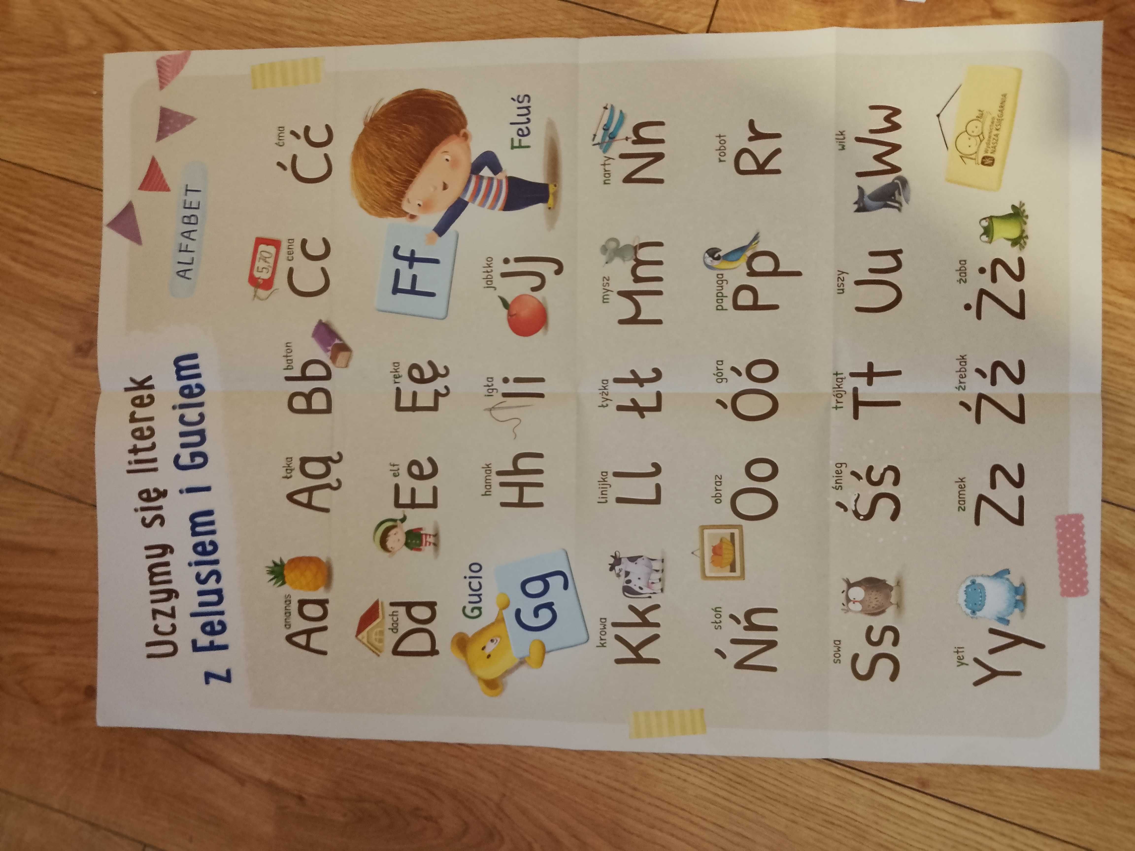 plakat dla dzieci alfabet felus i gucio, katalog pucio i naklejki lego