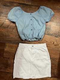 Komplet letni wiosenny spódniczka bluz crop top r. XS/S