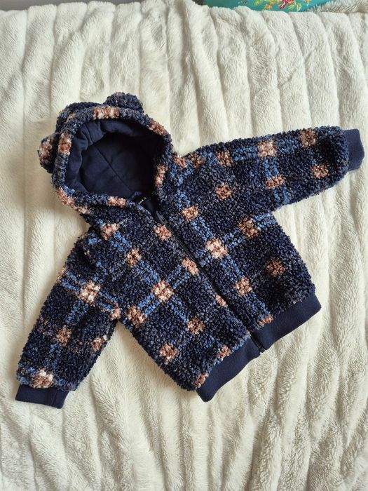 Granatowa gruba bluza Name It 74 bawełniana podszewka