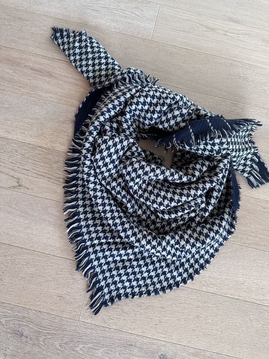 Chusta szal damski pepitka paski granatowa szachownica