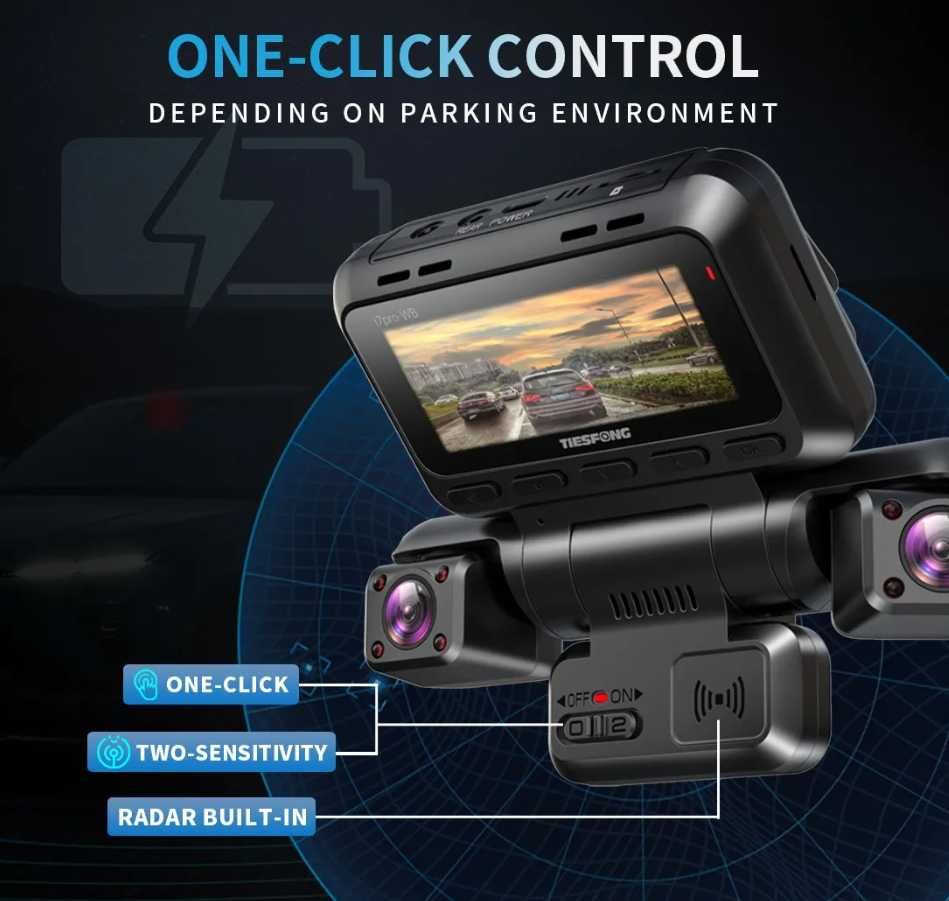 Автомобильный видеорегистратор TiESFONG 4CH, GPS, 4К, 360 DVR, Wi-Fi