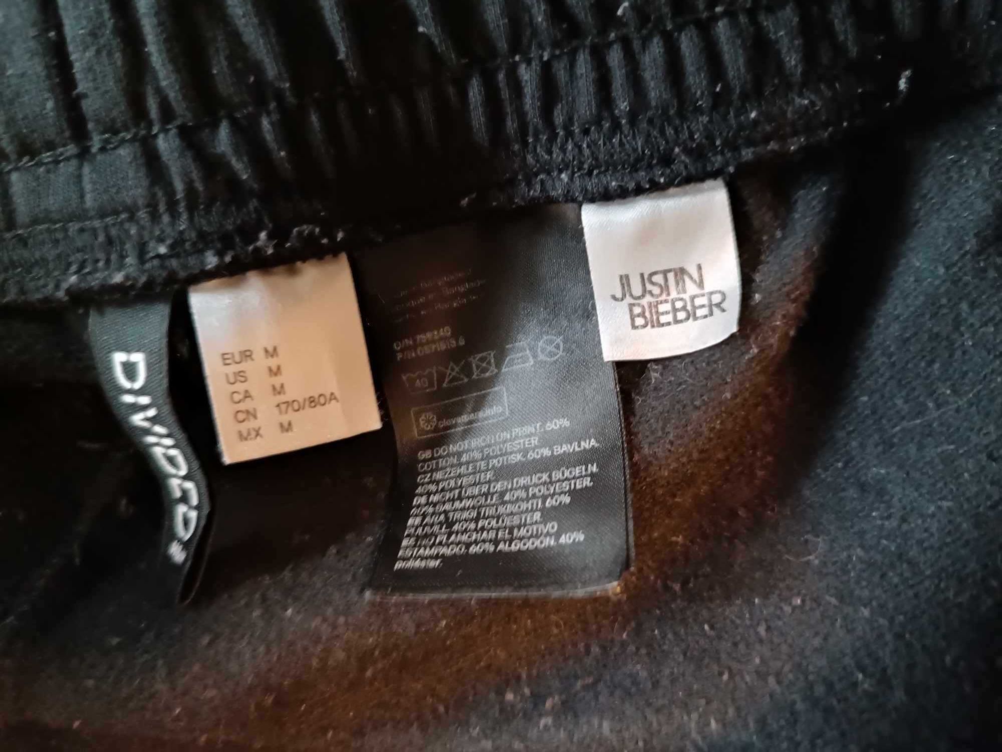Spodnie dresowe czarne logo "Justin Bieber" regulacja w pasie M/L -H&M