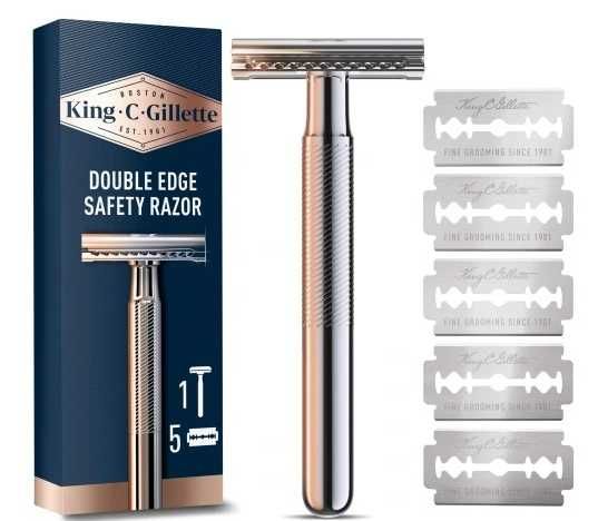 King C Gillette Double Edge, maszynka do golenia + 5 szt żyletek